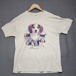 Beagle Dog Novelty Graphic Tee Fruit of The Loom Adult Large Grey Short Sleeve